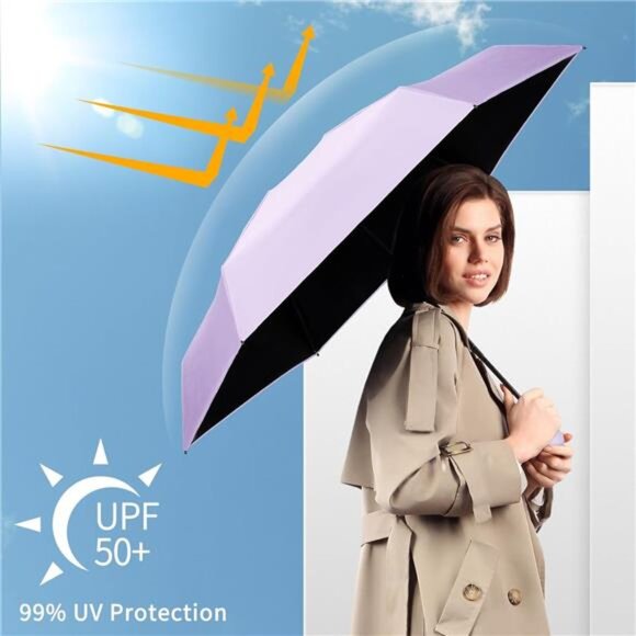 Mini Travel Umbrella Compact Lightweight UV Protection Folding Small Rain Umbrel - Picture 4 of 7